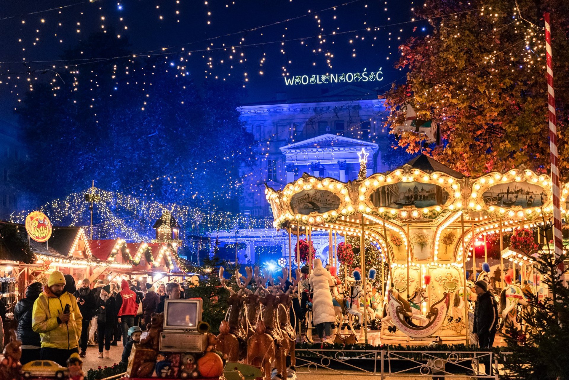 Venetian carousel at christmas market