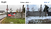 Zdjęcie pokazuje stan przed i po. Zdemontowany baner z ogrodzenia ul. Złotowska (3)