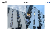 Zdjęcie przedstawiające stan przed i po. Zdemontowane reklamy ul. św. Wawrzyńca