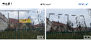 Zdjęcie przedstawiające stan przed i po. Zdemontowany baner ul. Różana
