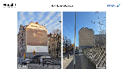 Zdjęcie przedstawiające stan przed i po. Zdemontowany baner ul. Strzelecka